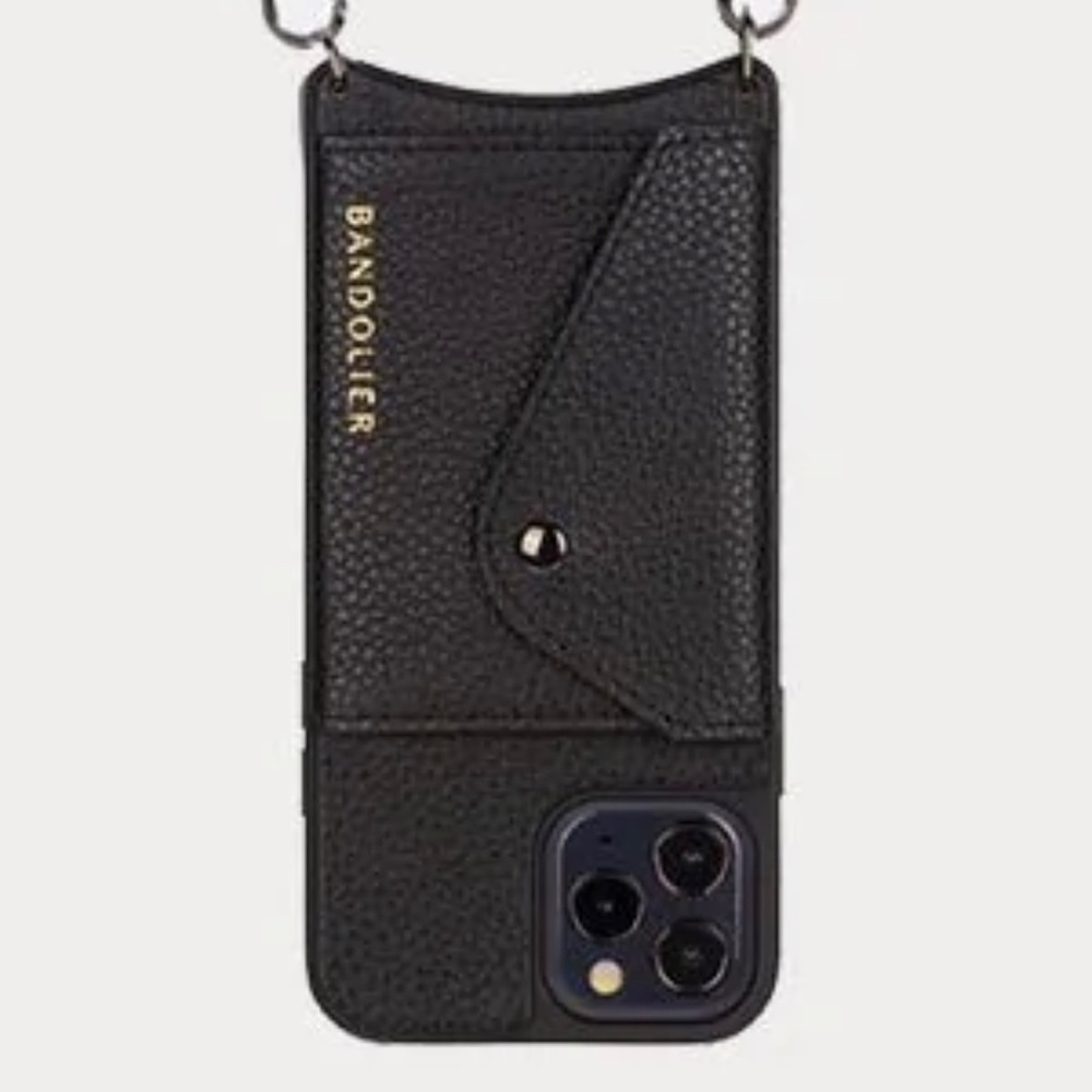 Bandolier black silver leather iPhone 12 mini case nwt
